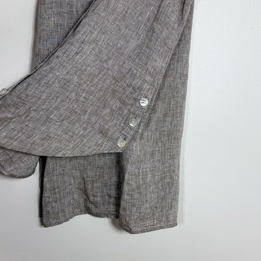 J Jill Love Linen Womens Sleeveless Button Up Top S Brown Tunic Lagenlook Casual - Picture 3 of 8